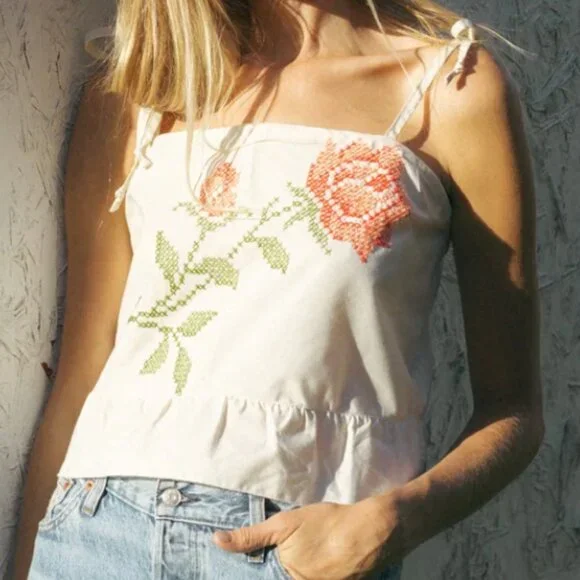 vintage rosy tie top - Picture 2 of 6